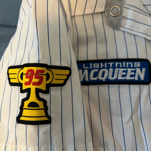 Disney White Button Down Shirt with Racing Theme - Picture 3 of 4